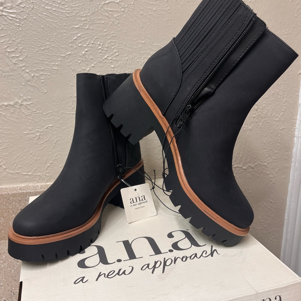 a.n.a Black Ankle Boots with Chunky Platform Sole
